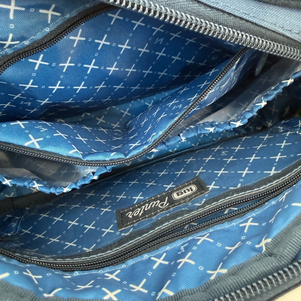 LUG RFID Punter  Quilted Navy Blue & Glitter Crossbody Bag Adjustable Strap - Picture 5 of 15